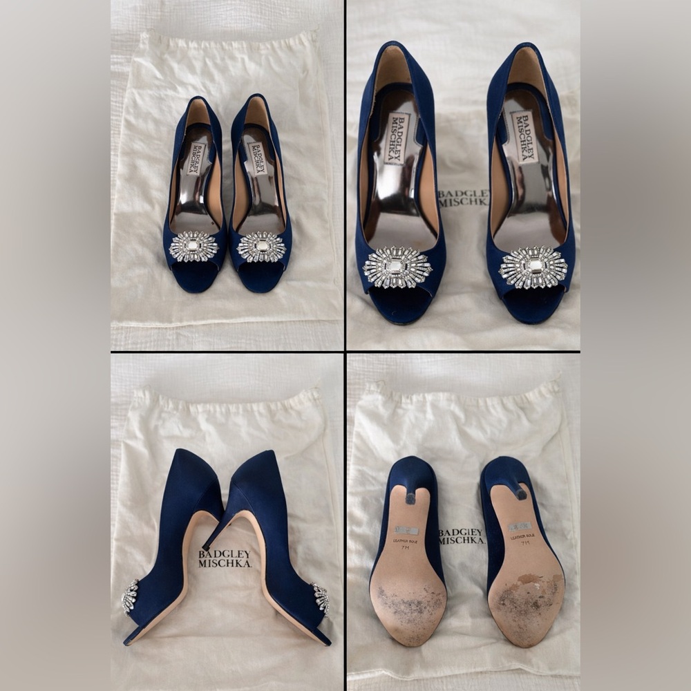 Badgley Mischka Navy Embellished Heels
